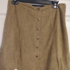 Scalloped suede mini skirt